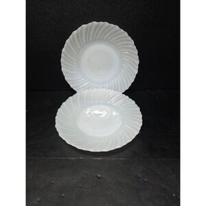Termocrisa Milk Glass Bread Plates, Translucent Swirl Plates, Vintage Set of 2